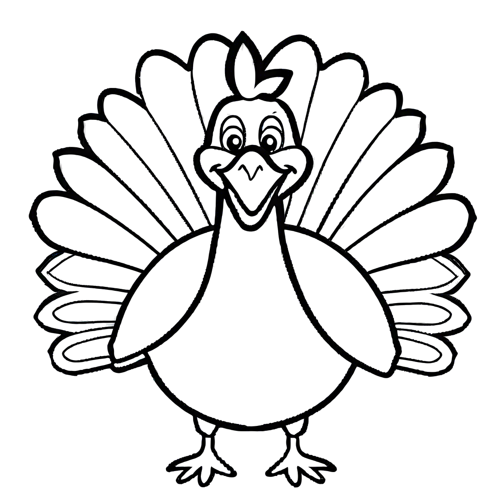 Smiling turkey coloring page