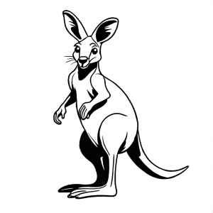 Cute kangaroo hopping coloring page