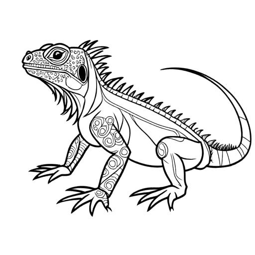 Iguana outline with skin patterns Coloring Page