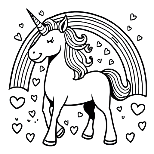 Cheerful unicorn coloring page
