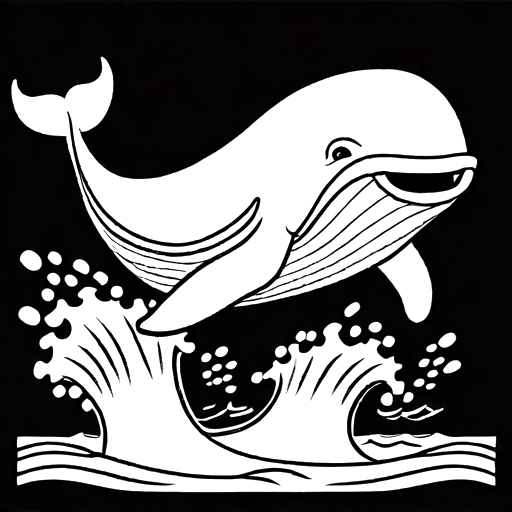 Happy whale jumping out of water coloring page