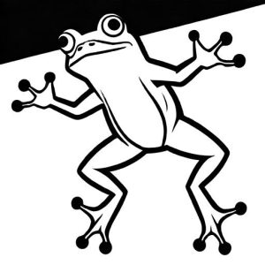 Frog leaping in the air line drawing coloring page