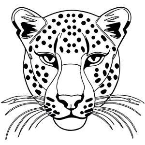 Simple leopard outline with spots and whiskers coloring page