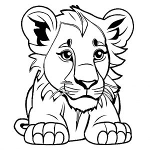 Lion cub outline coloring page
