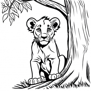 Adorable lion cub illustration