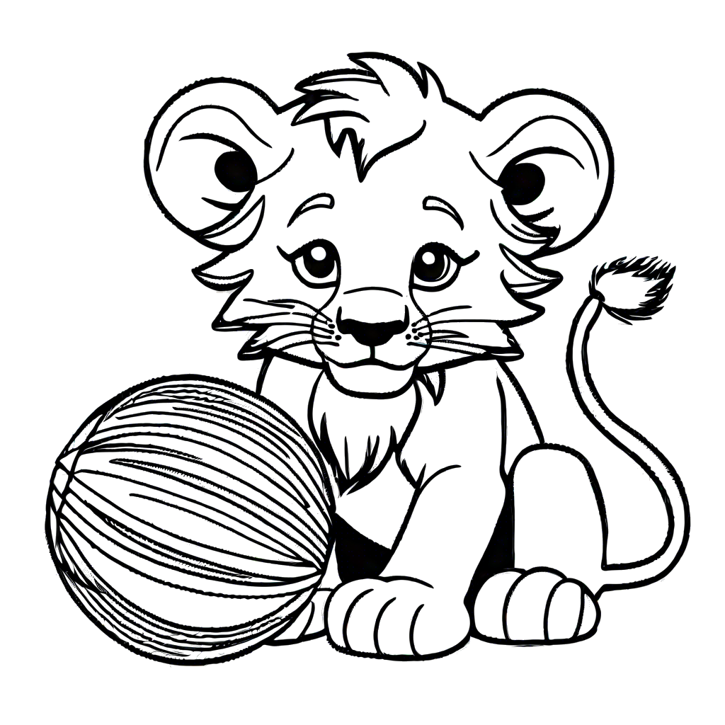 Curious lion cub drawing