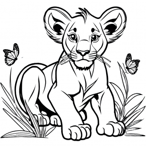 Sweet lion cub coloring page