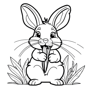 Bunny Happily Munches Crunchy Carrot coloring page