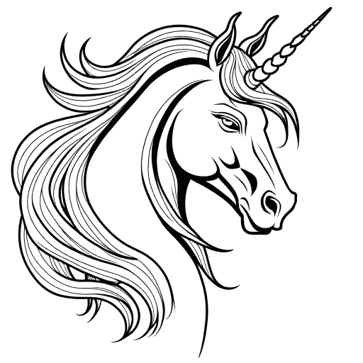 Majestic unicorn coloring page