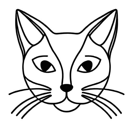 Cat's face minimalistic drawing coloring page
