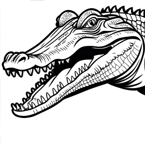 Crocodile with open jaws drawing for coloring page