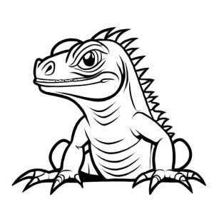 Happy iguana with curled tail coloring page