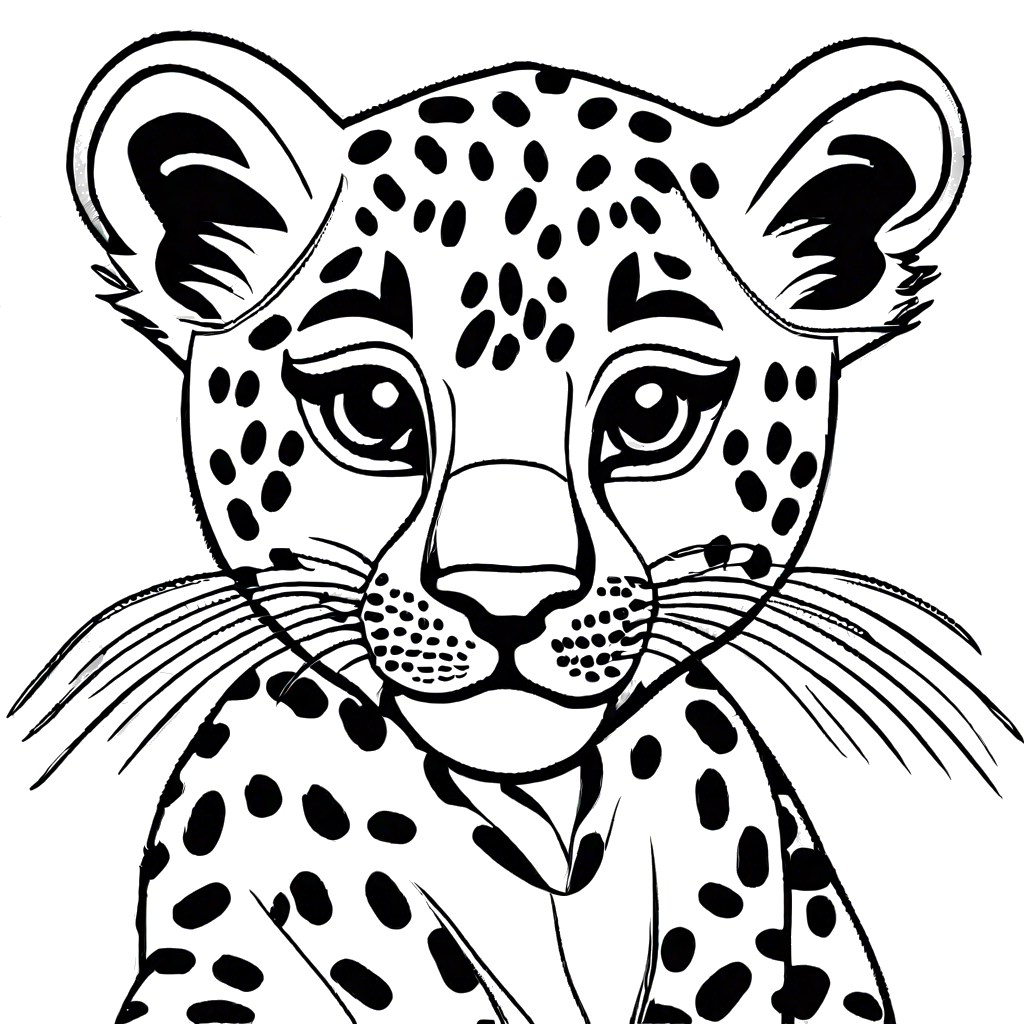 Playful leopard cub with mischievous look coloring page
