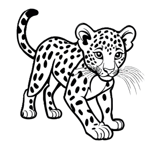 Leopard cub playing and chasing its tail coloring page
