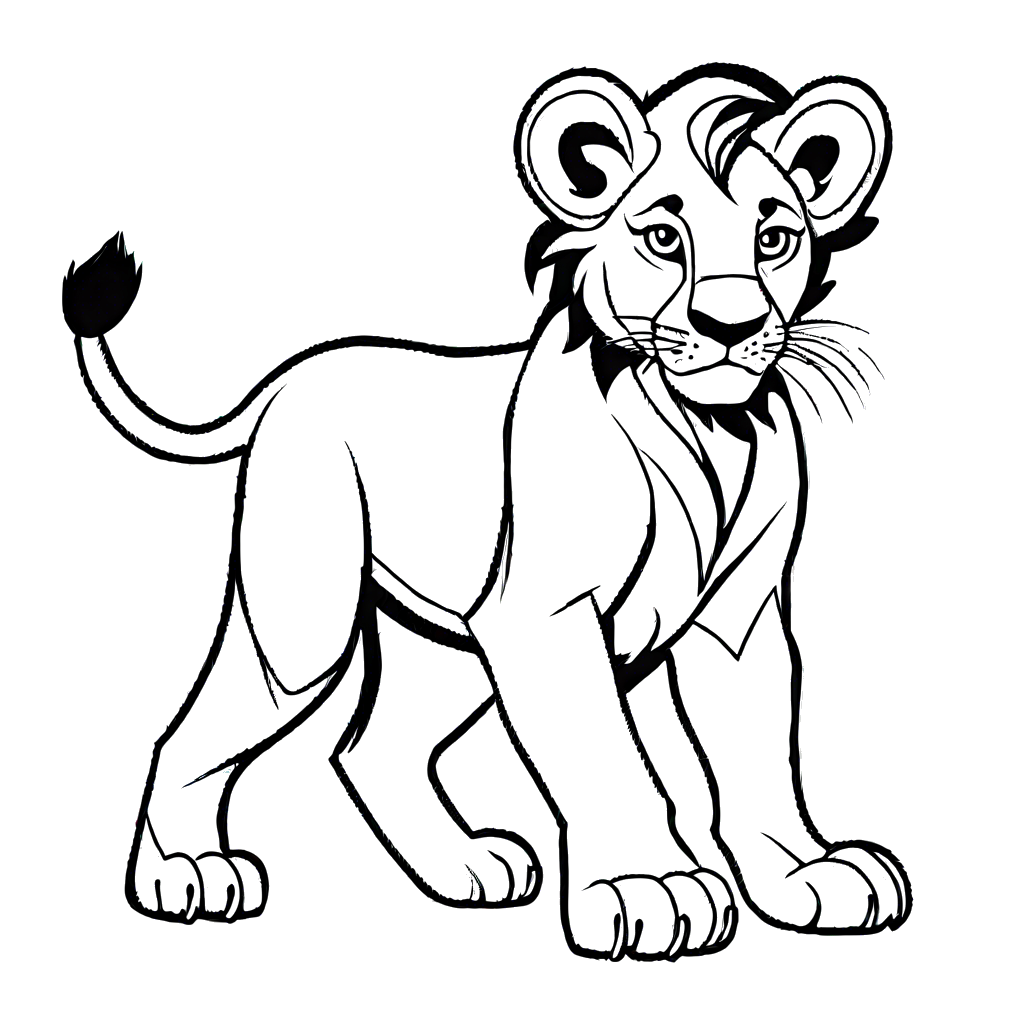 Lion cub line art