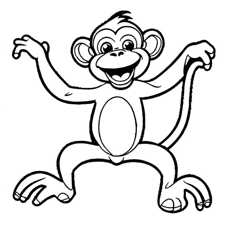 Playful monkey coloring page Lulu Pages