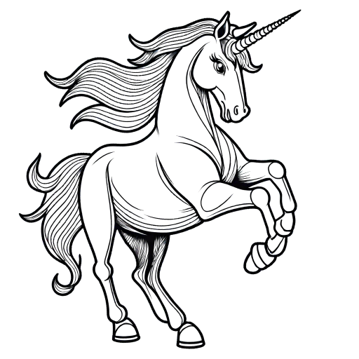 Unicorn coloring page with prancing unicorn and rainbow