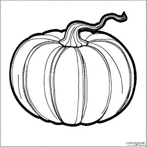 Pumpkin coloring page with leaf on stem coloring page