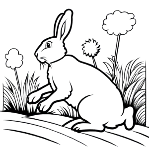Rabbit hopping through garden coloring Page