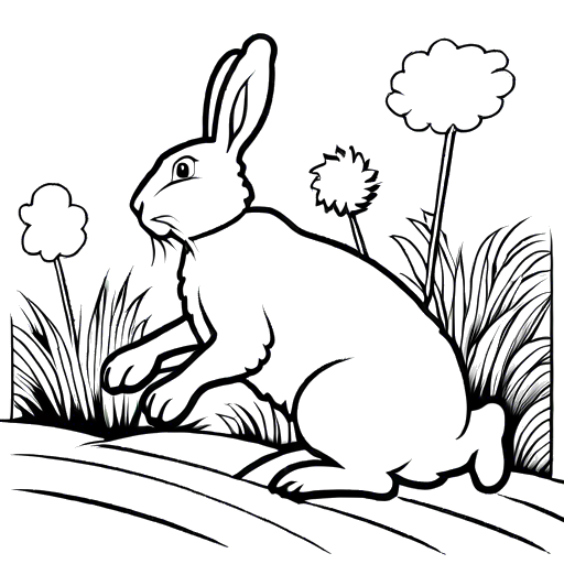 Hopping Bunny Coloring Page Coloring Pages