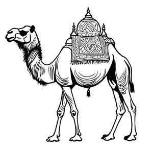 Realistic camel sketch coloring page