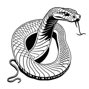 Realistic cobra snake coloring page with scales and long tongue