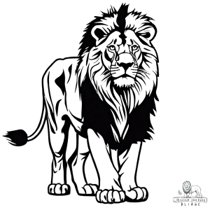 coloring page Realistic black and white lion coloring page