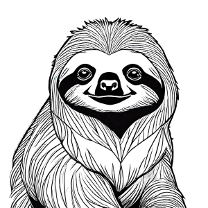 Sloth sketch with realistic fur details coloring page