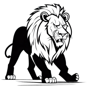 Fierce lion coloring page with mighty roar and fierce look