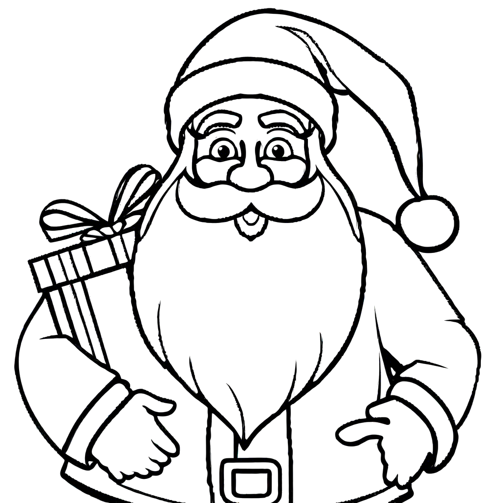 Santa Claus with a bag of gifts saying 'Ho Ho Ho' coloring page