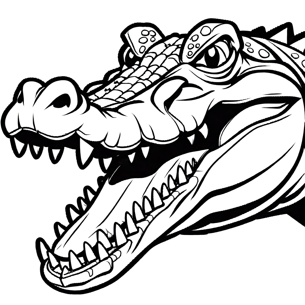 Fierce crocodile drawing for coloring page