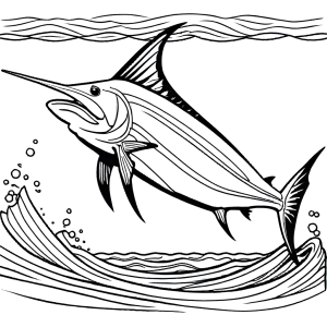 Swordfish with serene expression swimming in the ocean Coloring Page
