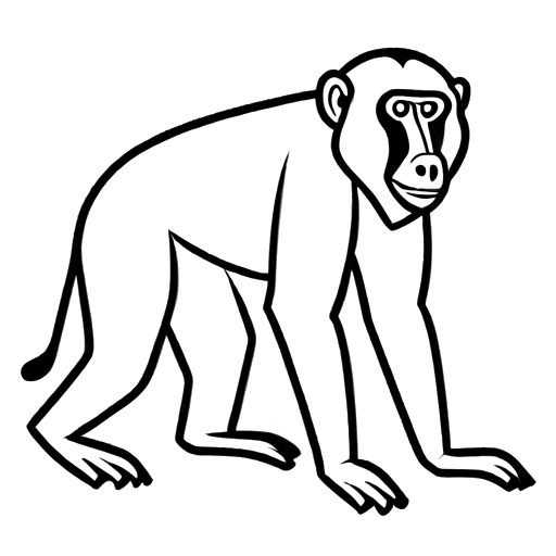 Baboon standing on all fours coloring page