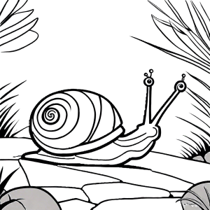 Snail coloring page moving on a rocky pathway Coloring Page