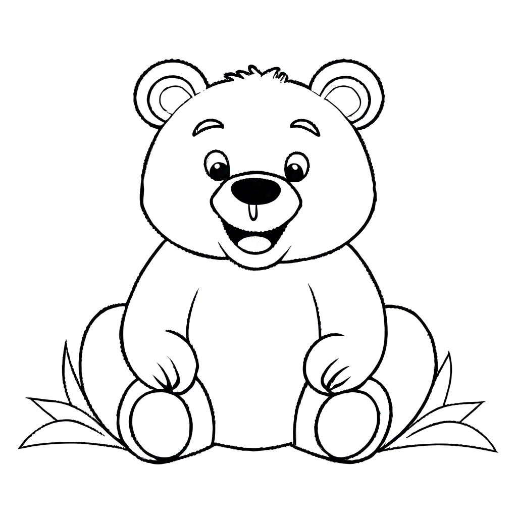 Cute brown bear smiling coloring page