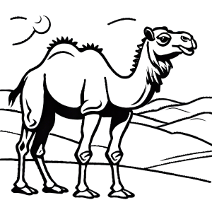 Smiling camel coloring page for kids