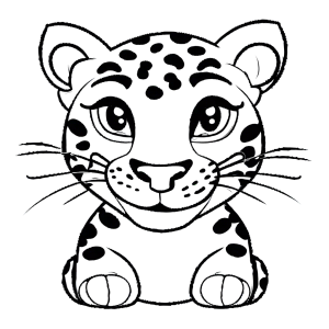 Happy cartoon leopard with big smile coloring page