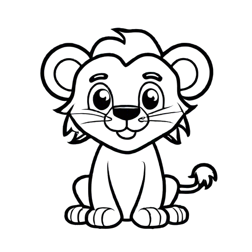 Cartoon lion coloring page with big smile and round eyes Coloring Page