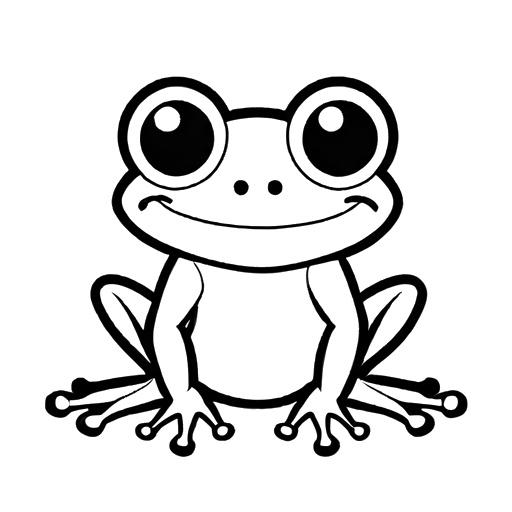 Cute smiling frog with big round eyes outline coloring page