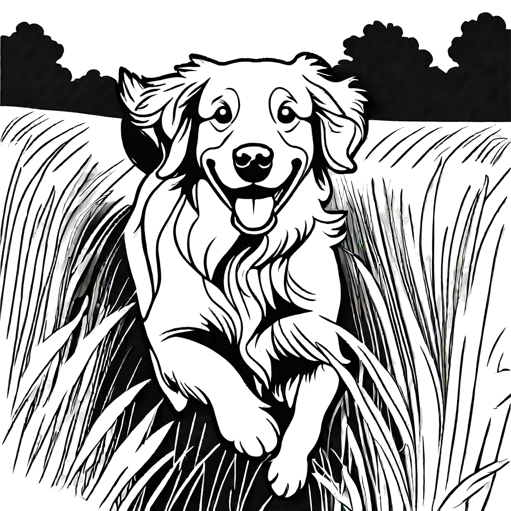 Smiling golden retriever coloring - Smiling Golden Retriever Coloring Page