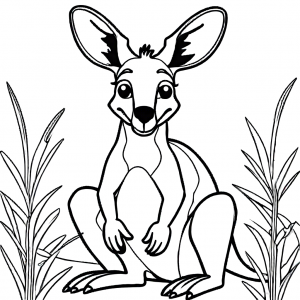 Kangaroo with smile and long ears coloring page
