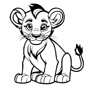 Happy lion cub drawing