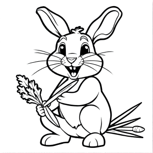 Rabbit Holds Carrot and Takes Big Bite coloring page