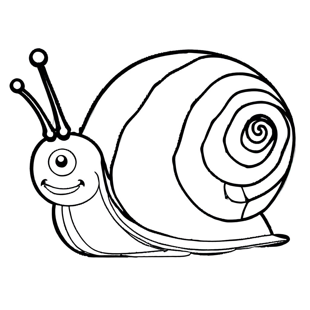 Smiling snail coloring page with antennas Coloring Page
