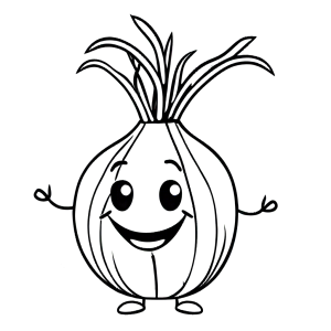 Happy turnip vegetable with a smiling face for coloring page