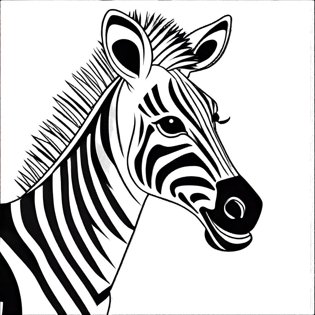 Cartoon zebra outline with a happy expression for coloring