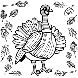 Turkey coloring page with prominent snood and wattle