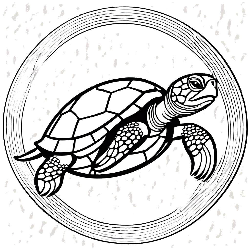 Playful turtle spinning with happy face