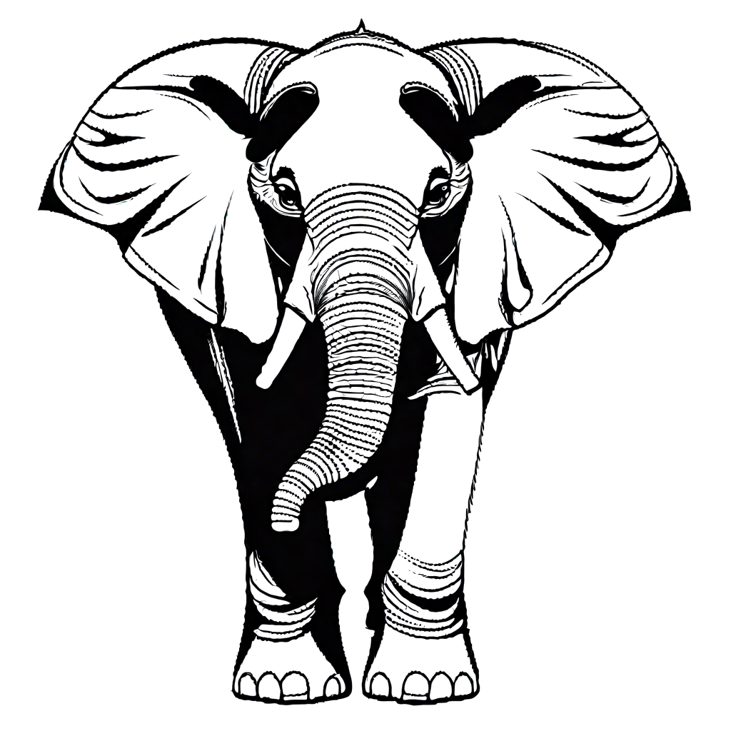 Elephant with trunk up coloring page