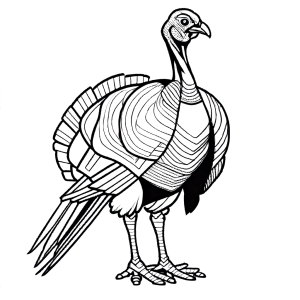 One-legged turkey coloring page facing forward